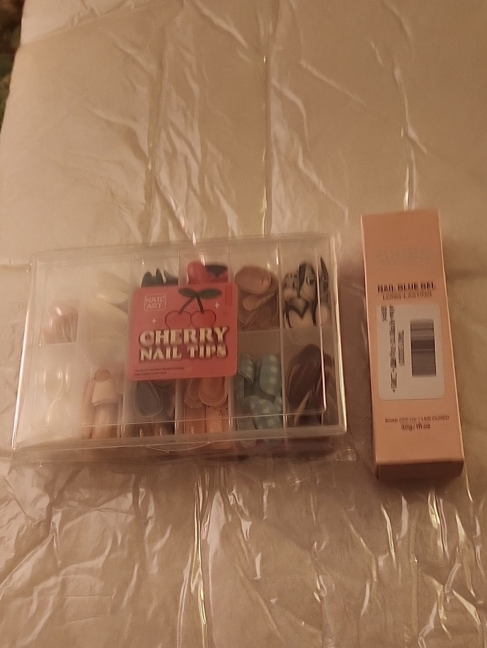 Cherry Nail Tips Set - Multicolor Press-On Nails and Nail Glue